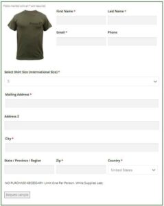 Free T-Shirt Sample Order Form